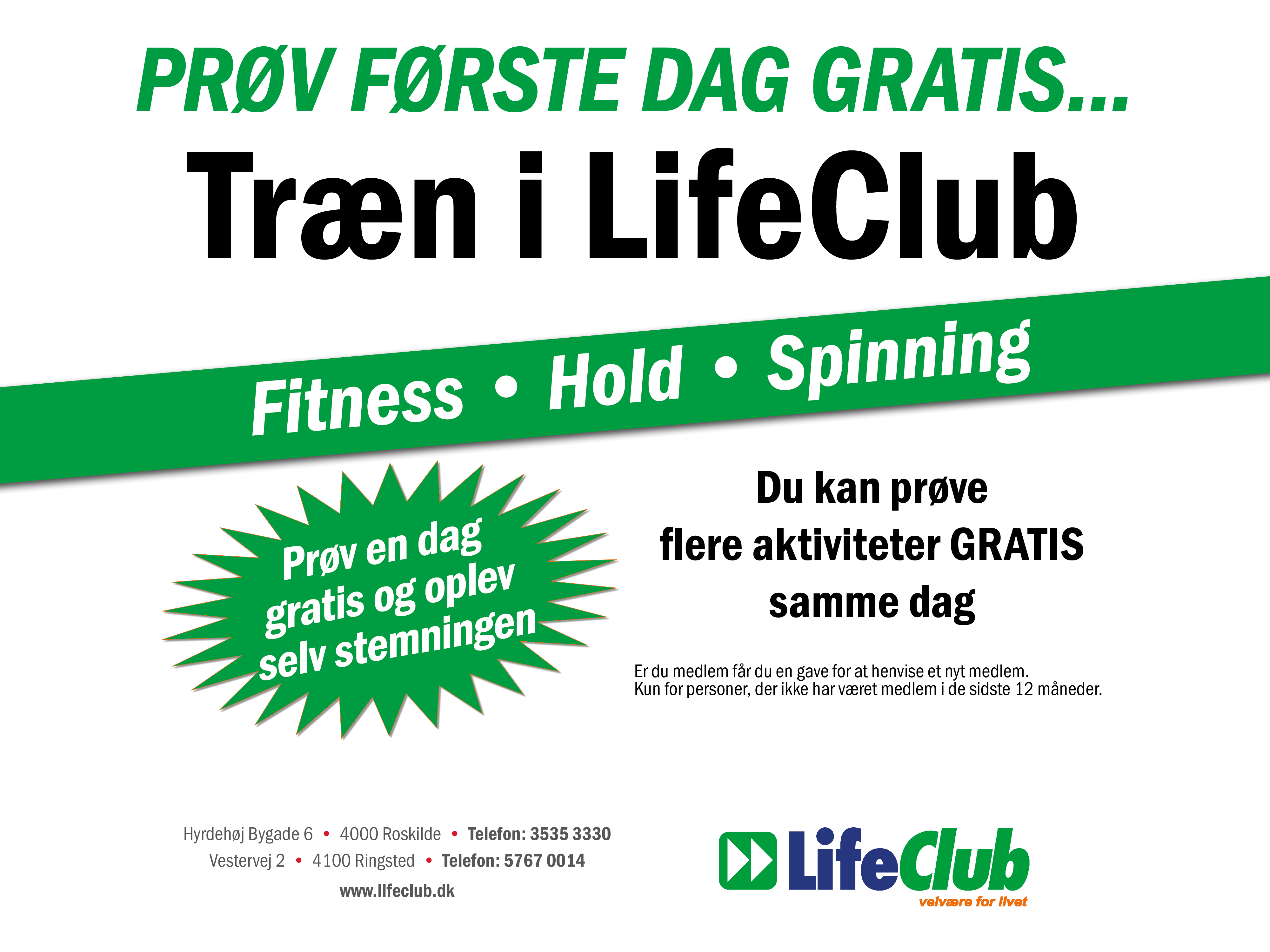 Prøv en dags holdtræning gratis i LifeClub